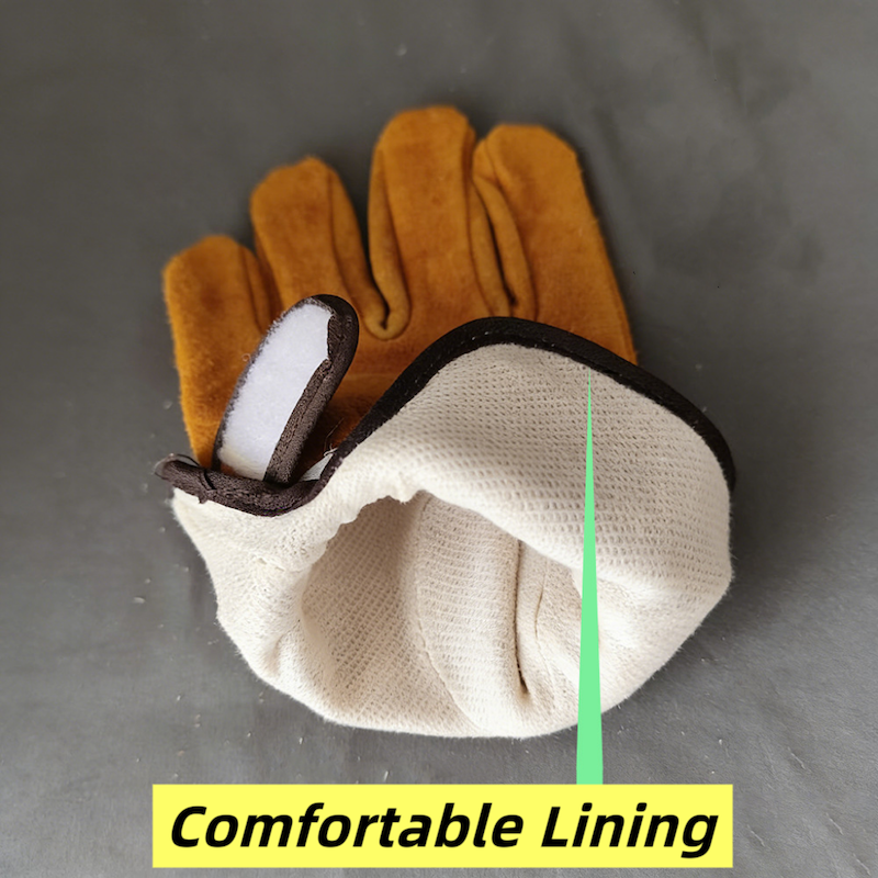 1. Full Yellow Split Cow Leather Protective Work Gloves, Reinforced Palm Patch, Hook & Loop Closure, Multipurpose Industrial Leather Gloves