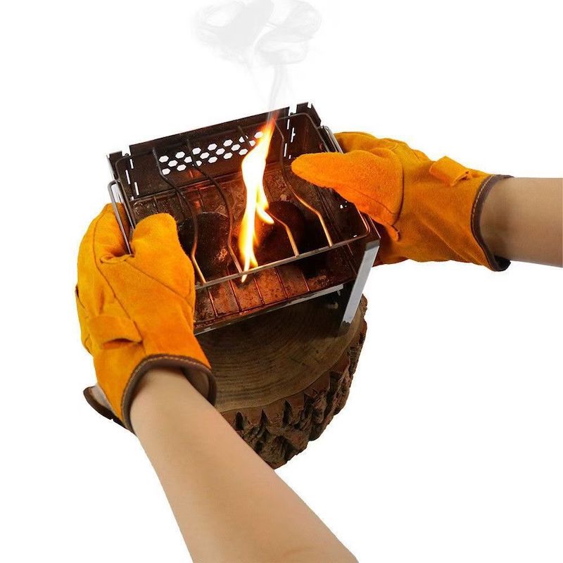 Durable Yellow Split Cow Leather Work Gloves, Adjustable Wrist Strap, Cow Split Leather Hand Protection for Farm, Warehouse & Machinery