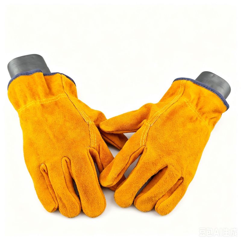 Heat resistant & anti-slip leather gloves for light welding, construction and gardening