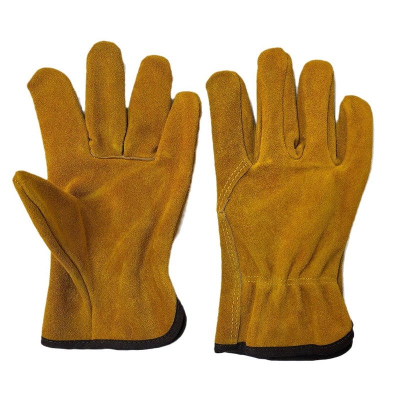 durable stitched cow split work gloves