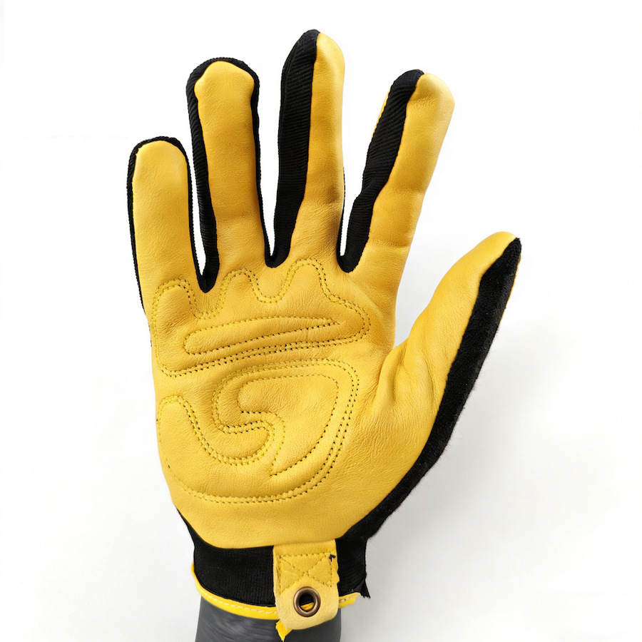 Premium deerskin palm work gloves flexible spandex back for motorcycle driving mechanic