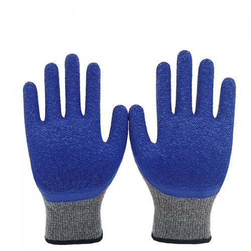 Crinkle Grip Ant-slip Latex Palm Coated Gloves 10 Gauge Grey Yarn Natural Latex Dipped Industrial Work Gloves