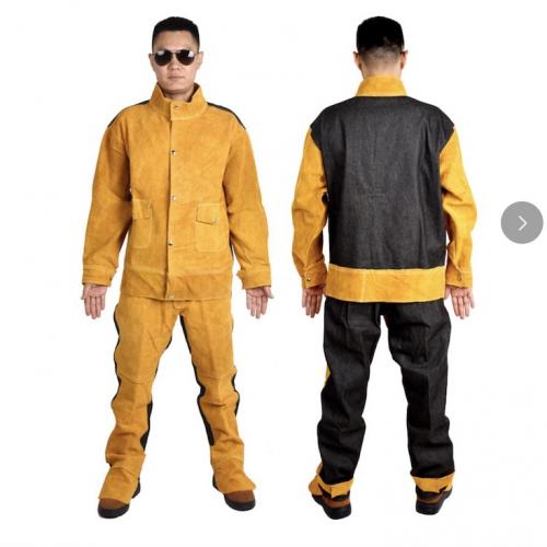 Custom Cow Split Leather Welding Safety Suit Men's Safety Clothing for Industrial Welding