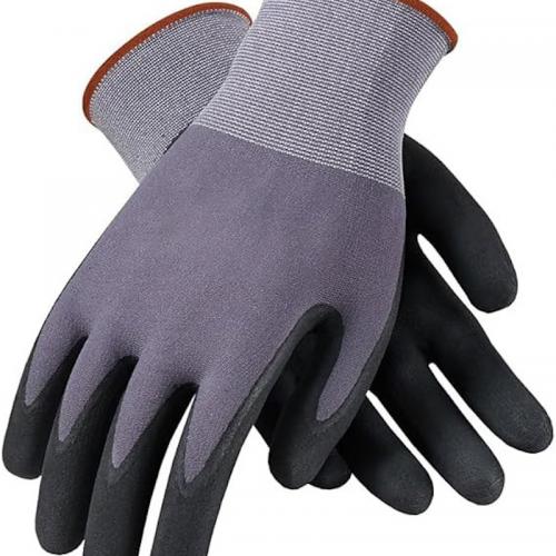 15 Gauge Spandex Sandy Nitrile Coated Safety Work Gloves, Breathable Flexible Industrial Handling Gloves