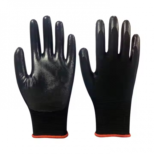  Hand Protection Safety Work Gloves Reusable Black Nitrile Coated Work Gloves