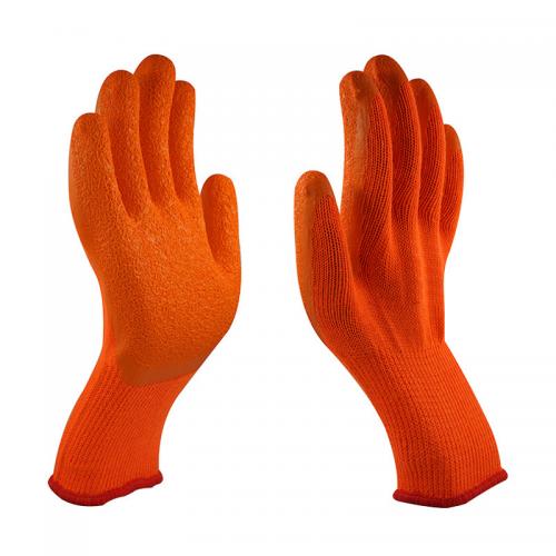 Orange Latex Crinkle Coated Work Gloves – High Grip Industrial Safety Gloves
