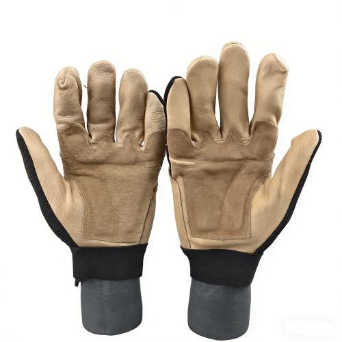 Pigskin Leather Work Gloves, Anti-Vibration Abrasion Resistant Riding & Gardening Gloves With Adjustable Wrist Strap