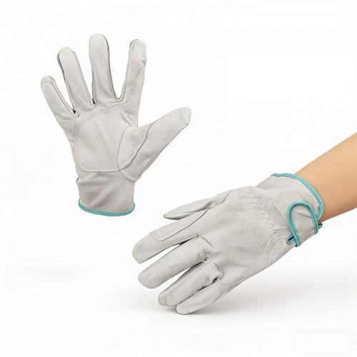 Pigskin Leather Gardening Work Gloves with Reinforced Palm Pad, Breathable Outdoor Utility Gloves for Landscaping & Construction