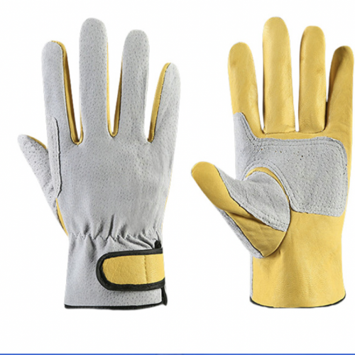 Short Leather Work Gloves, Breathable, for Material Handling, Gardening Pruning, Auto Repair & Light Welding